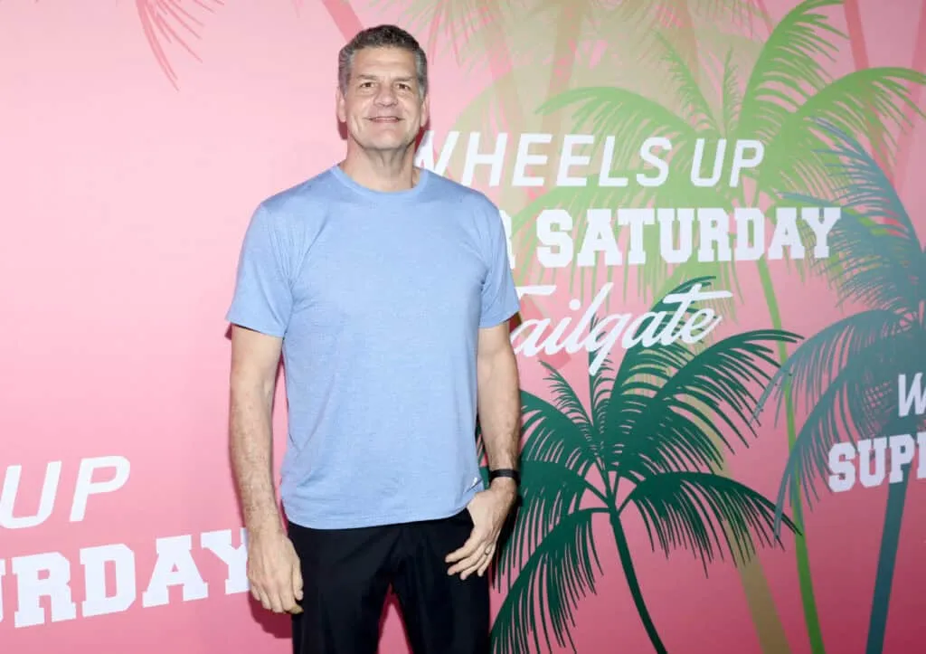 MIAMI, FLORIDA - FEBRUARY 01: Mike Golic at Wheels Up members-only Super Saturday Tailgate event on February 1, 2020 in Wynwood, Miami. The seventh-annual event featured a chalk talk hosted by prominent figures in sports and entertainment and interactive partnership activations.