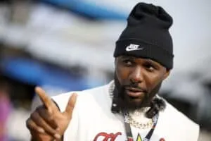 LEBANON, TENNESSEE - JUNE 01: Former NFL player, Dez Bryant attends pre-race ceremonies prior to the NASCAR Cup Series Cracker Barrel 400 at Nashville Superspeedway on June 01, 2025 in Lebanon, Tennessee.