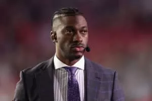 GLENDALE, ARIZONA - DECEMBER 12: Television personality and former NFL athlete Robert Griffin III during the NFL game at State Farm Stadium on December 12, 2022 in Glendale, Arizona. The Patriots defeated the Cardinals 27-13.