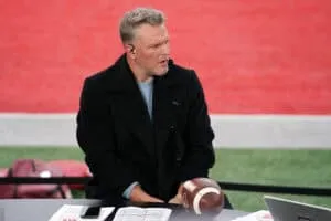COLUMBUS, OHIO - NOVEMBER 23: Pat McAfee commentates before the game between the Indiana Hoosiers and the Ohio State Buckeyes at Ohio Stadium on November 23, 2024 in Columbus, Ohio.