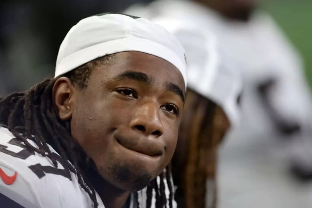 SEATTLE, WASHINGTON - AUGUST 24: Defensive end Isaiah McGuire #57 of the Cleveland Browns looks on from the sideline during an NFL preseason game against the Seattle Seahawks at Lumen Field on August 24, 2024 in Seattle, Washington.