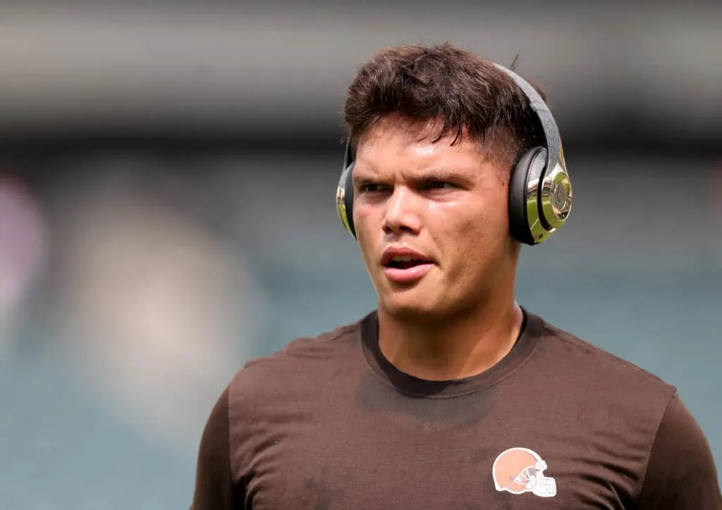 PHILADELPHIA, PENNSYLVANIA - AUGUST 16: Dillon Gabriel #5 of the Cleveland Browns walks on the field before the NFL Preseason 2025 game between Cleveland Browns and Philadelphia Eagles at Lincoln Financial Field on August 16, 2025 in Philadelphia, Pennsylvania.