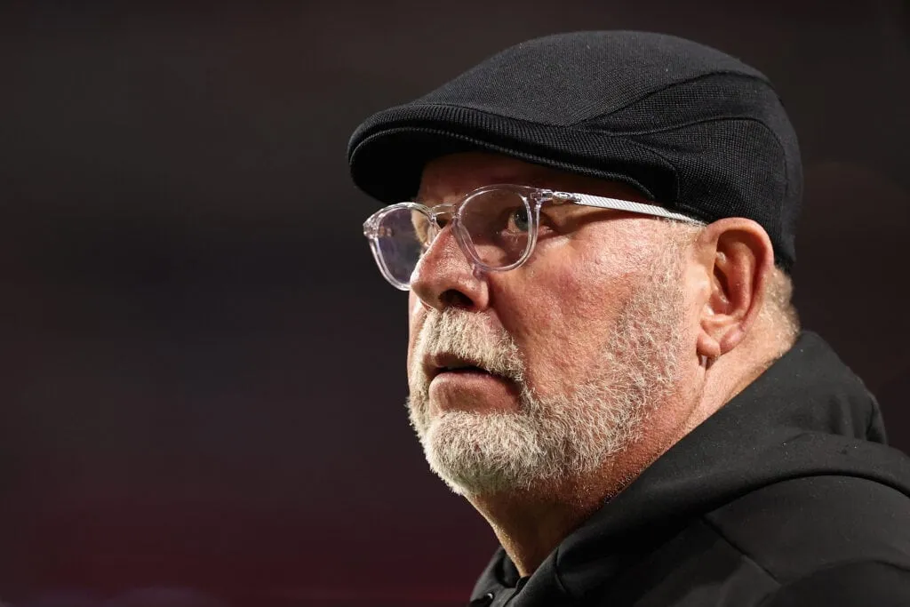 GLENDALE, ARIZONA - DECEMBER 25: Tampa Bay Buccaneers executive Bruce Arians before the NFL game against the Arizona Cardinals at State Farm Stadium on December 25, 2022 in Glendale, Arizona. The Buccaneers defeated the Cardinals 19-16 in overtime.