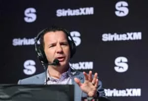 LAS VEGAS, NEVADA - FEBRUARY 07: Ian Rapoport speaks on SiriusXM at Super Bowl LVIII on February 07, 2024 in Las Vegas, Nevada.