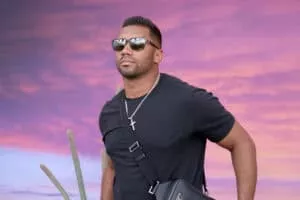INDIO, CALIFORNIA - APRIL 13: Russell Wilson attends YouTube + Coachella 2025 at the Empire Polo Club, on April 13, 2025 in Indio, California.