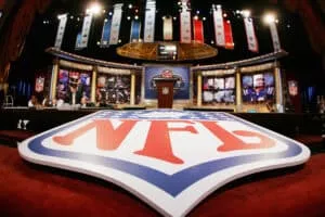 NEW YORK - APRIL 29: The stage is shown with the NFL Logo at the 2006 NFL Draft on April 29, 2006 at Radio City Music Hall in New York, New York.