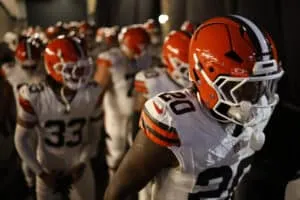 NEW ORLEANS, LOUISIANA - NOVEMBER 17: Pierre Strong Jr. #20 of the Cleveland Browns looks on during the game against the New Orleans Saints at Caesars Superdome on November 17, 2024 in New Orleans, Louisiana.