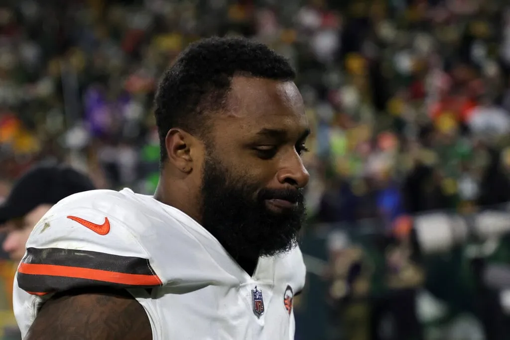 GREEN BAY, WISCONSIN - DECEMBER 25: Jarvis Landry #80 of the Cleveland Browns leaves the field following a game against the Green Bay Packers at Lambeau Field on December 25, 2021 in Green Bay, Wisconsin. The Packers defeated the Browns 24-22