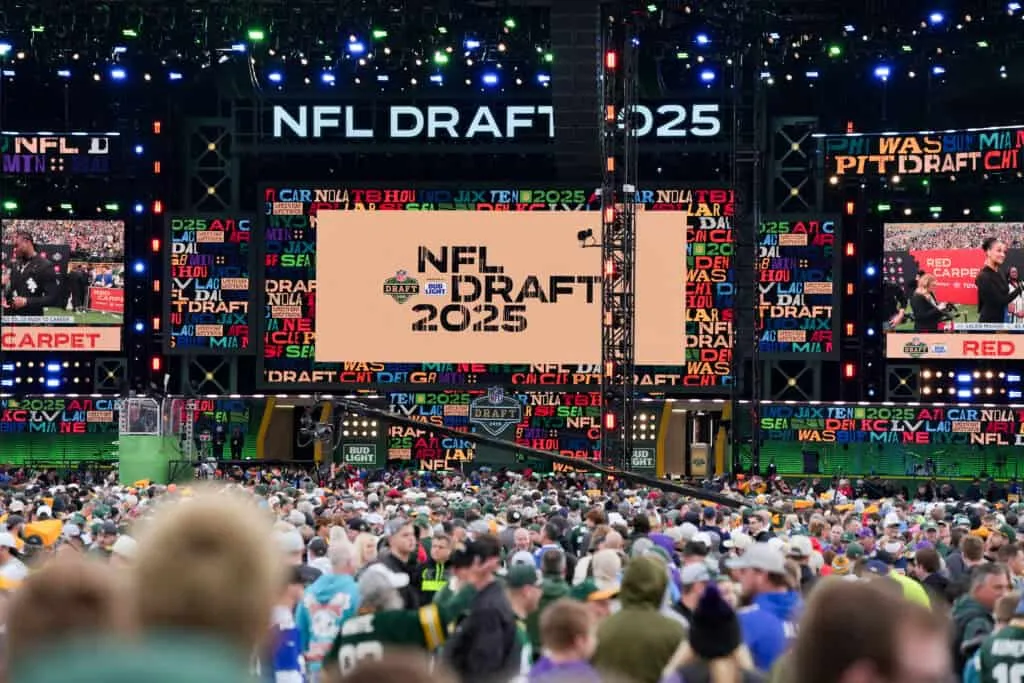 GREEN BAY, WISCONSIN - APRIL 24: Fans attend the 2025 NFL Draft at Lambeau Field on April 24, 2025 in Green Bay, Wisconsin.