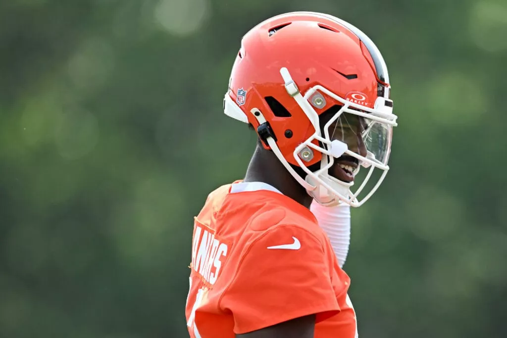 BEREA, OHIO - JUNE 04: Shedeur Sanders #12 of the Cleveland Browns looks on during Cleveland Browns OTA offseason workouts at CrossCountry Mortgage Campus on June 04, 2025 in Berea, Ohio.