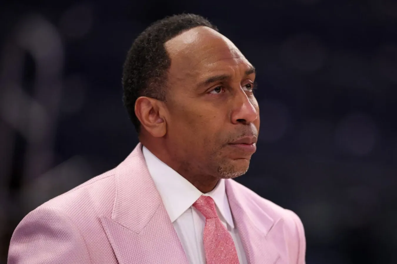 NEW YORK, NEW YORK - MAY 16: Stephen A. Smith, NBA analyst for ESPN, looks on before the Boston Celtics play the New York Knicks in Game Six of the Eastern Conference Second Round NBA Playoffs at Madison Square Garden on May 16, 2025 in New York City.