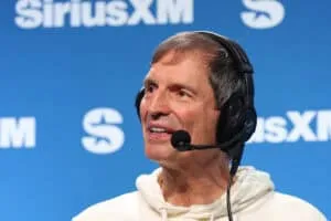 NEW ORLEANS, LOUISIANA - FEBRUARY 05: Bernie Kosar speaks on SiriusXM at Super Bowl LIX on February 05, 2025 in New Orleans, Louisiana.