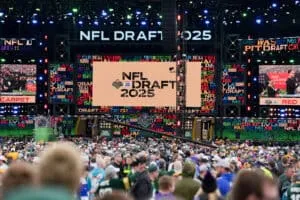 GREEN BAY, WISCONSIN - APRIL 24: Fans attend the 2025 NFL Draft at Lambeau Field on April 24, 2025 in Green Bay, Wisconsin.