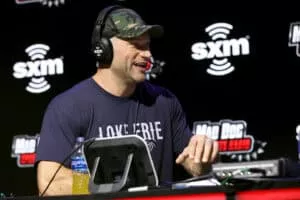 MIAMI, FLORIDA - JANUARY 31: Former NFL player Joe Thomas speaks onstage during day 3 of SiriusXM at Super Bowl LIV on January 31, 2020 in Miami, Florida.