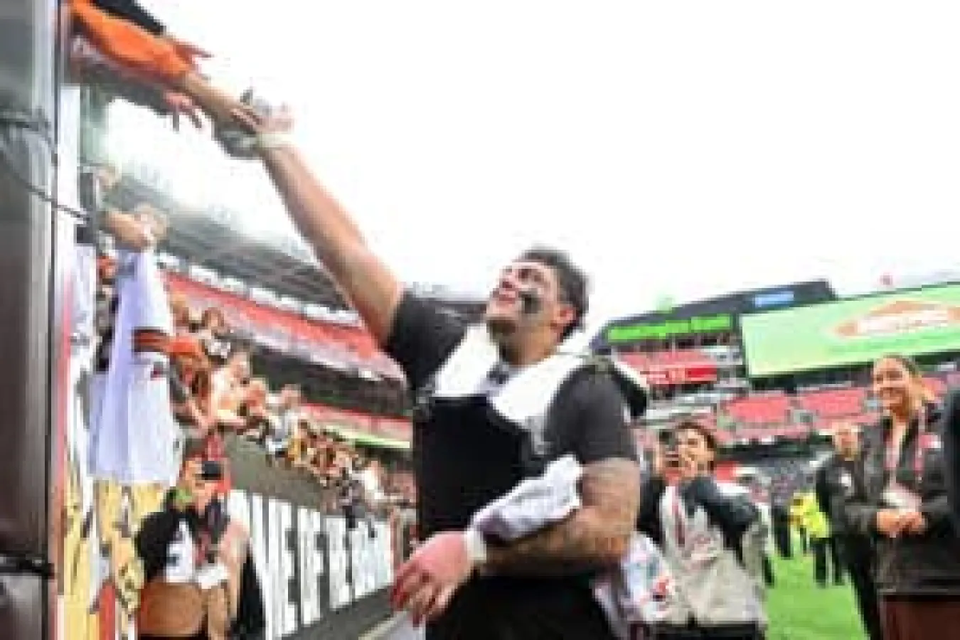 CLEVELAND, OHIO - OCTOBER 19: Mason Graham #94 of the Cleveland Browns walks off the field after defeating the Miami Dolphins at Huntington Bank Field on October 19, 2025 in Cleveland, Ohio.