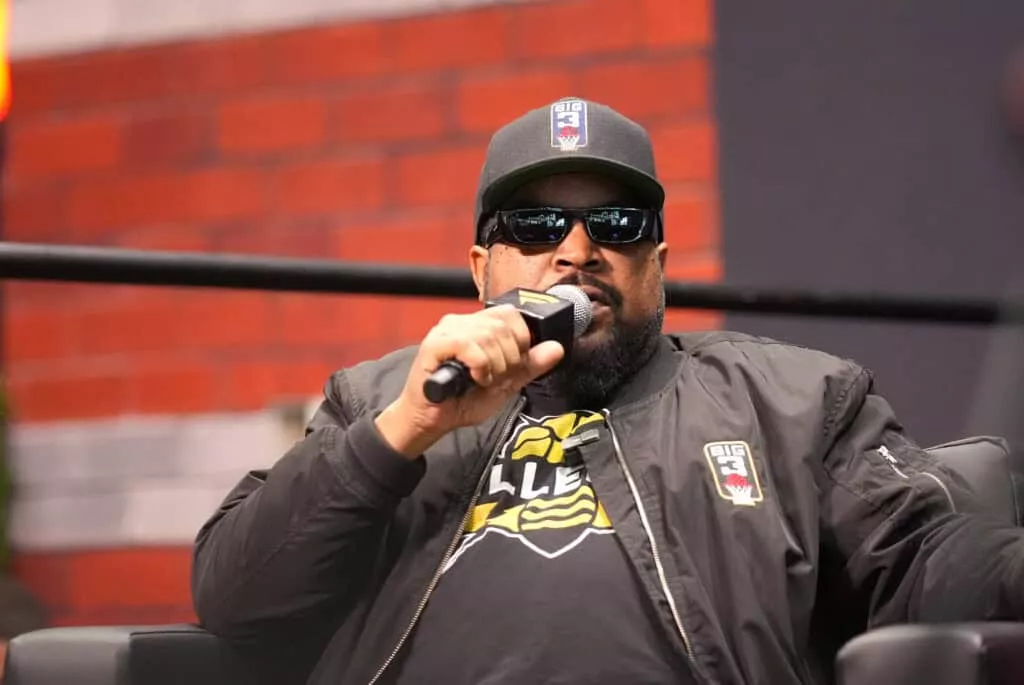 NEW YORK, NEW YORK - JUNE 20: Ice Cube speaks onstage at Fanatics Fest NYC 2025 at Javits Center on June 20, 2025 in New York City.