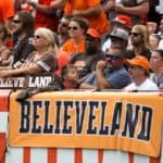 18 September 2016: Cleveland Browns fans during the second quarter of the National Football League game between the Baltimore Ravens and Cleveland Browns at FirstEnergy Stadium in Cleveland, OH. Baltimore defeated Cleveland 25-20.