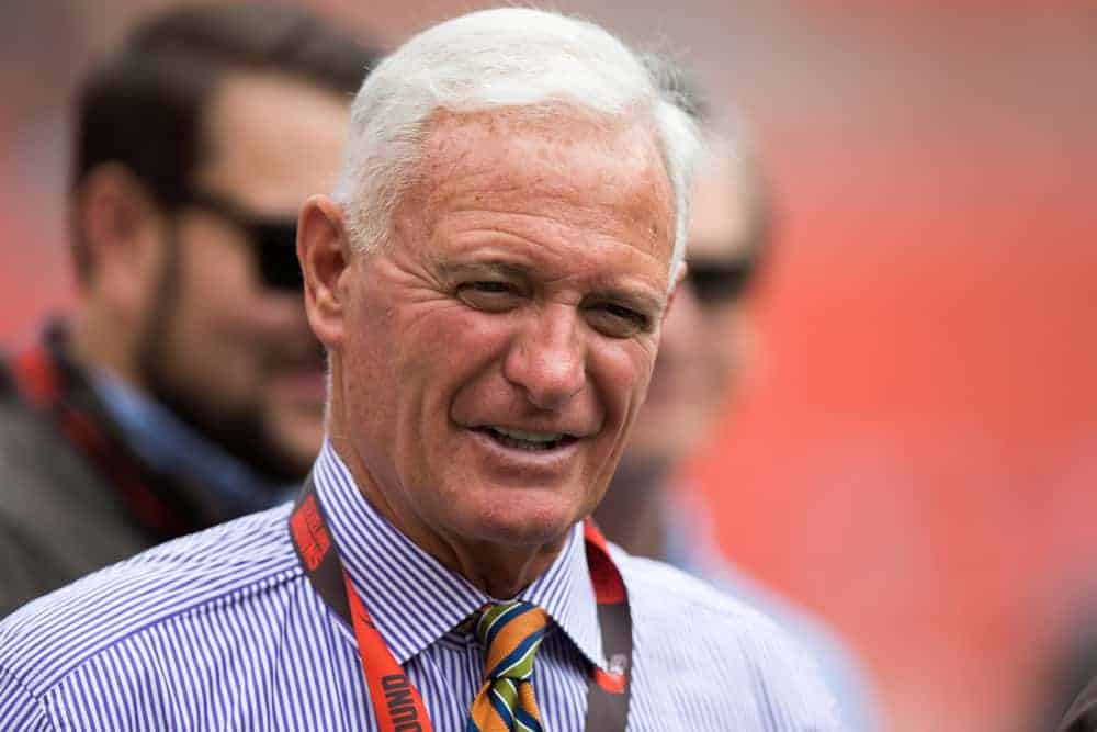 18 September 2016: Cleveland Browns owner Jimmy Haslam on the sideline prior to the National Football League game between the Baltimore Ravens and Cleveland Browns at FirstEnergy Stadium in Cleveland, OH. Baltimore defeated Cleveland 25-20.