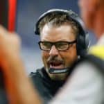 DETROIT, MI - AUGUST 30: Cleveland Browns defensive coordinator Gregg Williams is seen on the sideline during preseason game action between the Cleveland Browns and the Detroit Lions on August 30, 2018 at Ford Field in Detroit, Michigan.