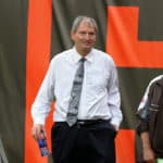 CLEVELAND, OH - AUGUST 17: Cleveland Browns pre season broadcast sideline reporter Bernie Kosar on the field prior to the National Football League preseason game between the Buffalo Bills and Cleveland Browns on August 17, 2018, at FirstEnergy Stadium in Cleveland, OH. Buffalo defeated Cleveland 19-17.