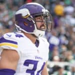 Minnesota Vikings strong safety Andrew Sendejo (34) celebrates after a play in action during a game between the Minnesota Vikings and the Philadelphia Eagles at Lincoln Financial Field on October 23, 2016 in Philadelphia, PA. The Eagles defeated the Vikings 21-10.