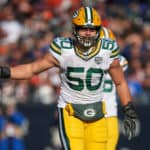 Green Bay Packers inside linebacker Blake Martinez (50) looks on in action during an NFL game between the Green Bay Packers and the Chicago Bears on December 16, 2018 at Soldier Field in Chicago, IL.