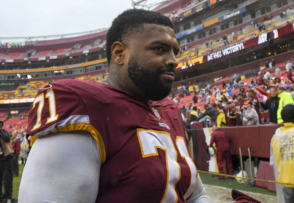 Trent Williams walking towards Redskins tunnel