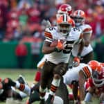 Cleveland Browns running back Jerome Harrison (35) runs for a 28 yard game winning touchdown during the Browns 41-34 win over the Kansas City Chiefs at Arrowhead Stadium in Kansas City, Missouri.