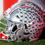 Ohio State Buckeyes Helmet on the field prior to the game between the Rutgers Scarlet Knights and the Ohio State Buckeyes played at High Point Solutions Stadium,Piscataway,NJ,