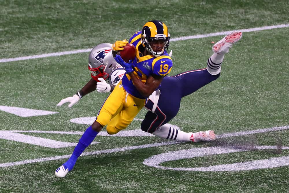 Los Angeles Rams wide receiver JoJo Natson (19) runs during Super Bowl LIII between the Los Angeles Rams and the New England Patriots on February 3, 2019 at Mercedes Benz Stadium in Atlanta, GA. 