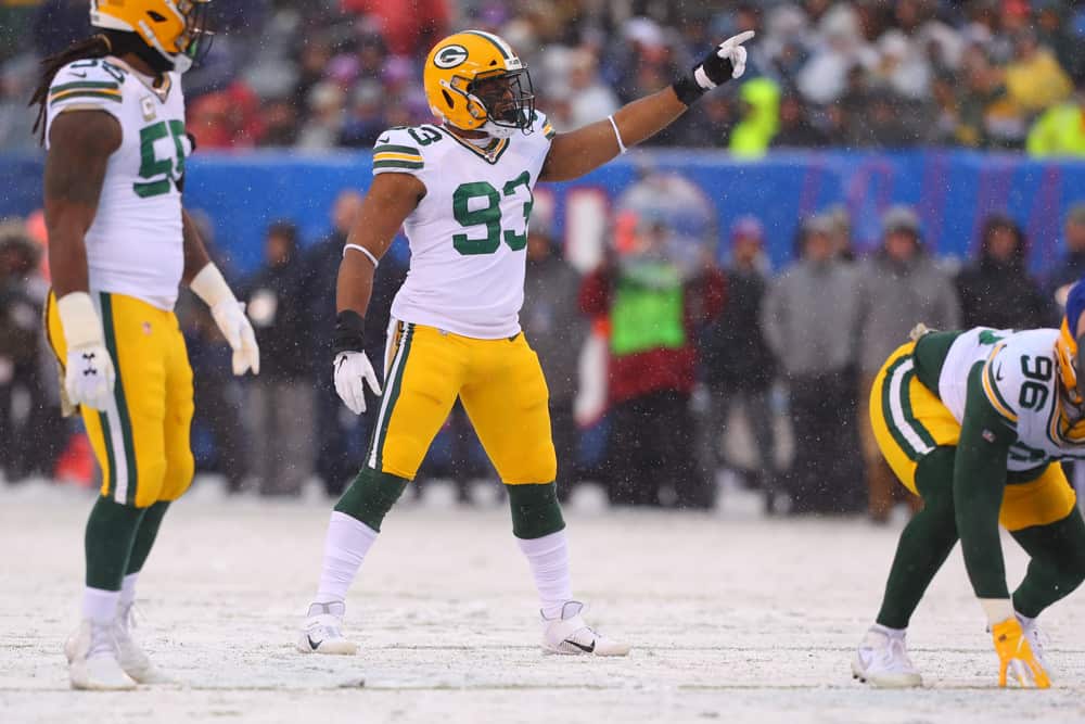 Green Bay Packers middle linebacker B.J. Goodson (93) during the National Football League game between the New York Giants and the Green Bay Packers on December 1, 2019 at MetLife Stadium in East Rutherford, NJ.