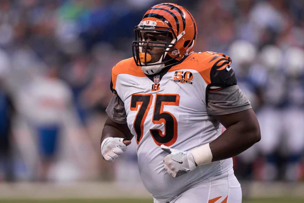 Cincinnati Bengals defensive tackle Andrew Billings (75) runs to the sidelines during the NFL preseason game between the Cincinnati Bengals and Indianapolis Colts on August 31, 2017, at Lucas Oil Stadium in Indianapolis, IN. 