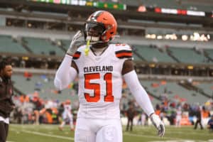 Cleveland Browns linebacker Mack Wilson (51) looks at the scoreboard before the game against the Cleveland Browns and the Cincinnati Bengals on December 29th 2019, at Paul Brown Stadium in Cincinnati, OH.