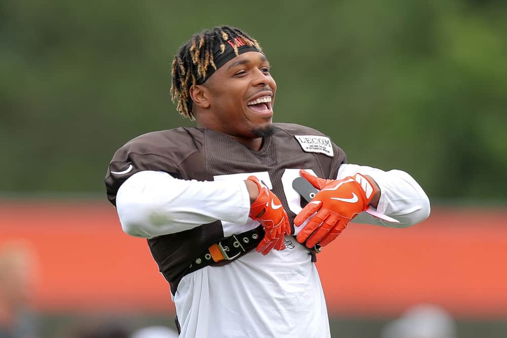 Cleveland Browns linebacker Christian Kirksey (58) on the field during the Cleveland Browns Training Camp on July 29, 2018, at the at the Cleveland Browns Training Facility in Berea, Ohio.