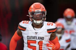 Cleveland Browns linebacker Mack Wilson (51) enters the field prior to the first half of an NFL preseason game between the Cleveland Browns and the Tampa Bay Bucs on August 23, 2019, at Raymond James Stadium in Tampa, FL