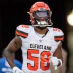 Cleveland Browns linebacker Christian Kirksey (58) enters the field prior to the first half of an NFL preseason game between the Cleveland Browns and the Tampa Bay Bucs on August 23, 2019, at Raymond James Stadium in Tampa, FL.