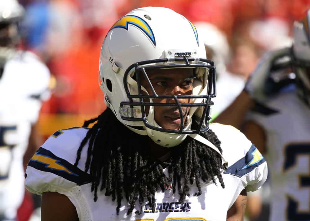 Travis benjamin close up with helmet