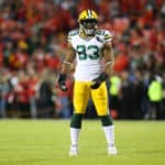 Green Bay Packers middle linebacker B.J. Goodson (93) before an NFL game between the Green Bay Packers and Kansas City Chiefs on October 27, 2019 at Arrowhead Stadium in Kansas City, MO.