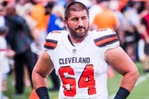 JC Tretter looking towards the sidelines