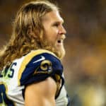 Los Angeles Rams outside linebacker Clay Matthews (52) looks on during the NFL football game between the Los Angeles Rams and the Pittsburgh Steelers on November 10, 2019 at Heinz Field in Pittsburgh, PA.