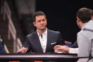 ESPN analyst Todd McShay on remote set for ESPN College Football during the Clemson Tigers Media Day for the College Football Playoff National Championship on January 5, 2019, at the SAP Center in San Jose, CA.