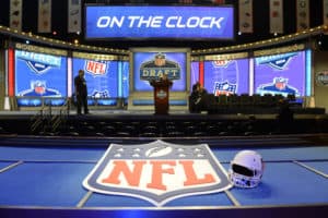 May 8, 2014: Final preparations are made prior to the start of the first round of the NFL Draft at Radio City Music Hall in Manhattan, NY.