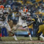 William Green of the Cleveland Browns during the Browns 36-33 loss to the Pittsburgh Steelers in the AFC Playoffs at Heinz Field in Pittsburgh, PA.