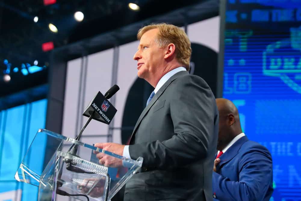 NFL Commissioner Roger Goodell during the second round of the 2018 NFL Draft on April 27, 2018, at AT&T Stadium in Arlington, TX.