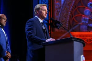 NFL Commissioner Roger Goodell during the second round of the 2016 NFL Draft.The NFL Draft is being held at the Auditorium Theatre in Chicago, IL.