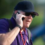 NBC Sports reporter Peter King watches the Indianapolis Colts training camp practice on August 5, 2018 at the Grand Park Sports Campus in Westfield, IN.