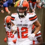 Cleveland Browns wide receiver KhaDarel Hodge (12) runs onto the field before the game against the Cleveland Browns and the Cincinnati Bengals on December 29th 2019, at Paul Brown Stadium in Cincinnati, OH.