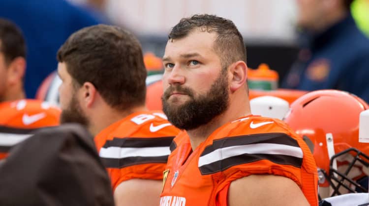 Cleveland Browns Offensive Tackle Joe Thomas (73) on the sideline during the fourth quarter of the NFL game between the New York Jets and Cleveland Browns on October 30, 2016, at FirstEnergy Stadium in Cleveland, OH. New York defeated Cleveland 31-28.