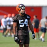 Cleveland Browns defensive end Olivier Vernon (54) on the field during the Cleveland Browns Training Camp on July 28, 2019, at the at the Cleveland Browns Training Facility in Berea, Ohio