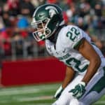Michigan State Spartans cornerback Josiah Scott (22) in action during the college football game between the Michigan State Spartans and Rutgers Scarlet Knights on November 23, 2019 at SHI Stadium in Piscataway, NJ